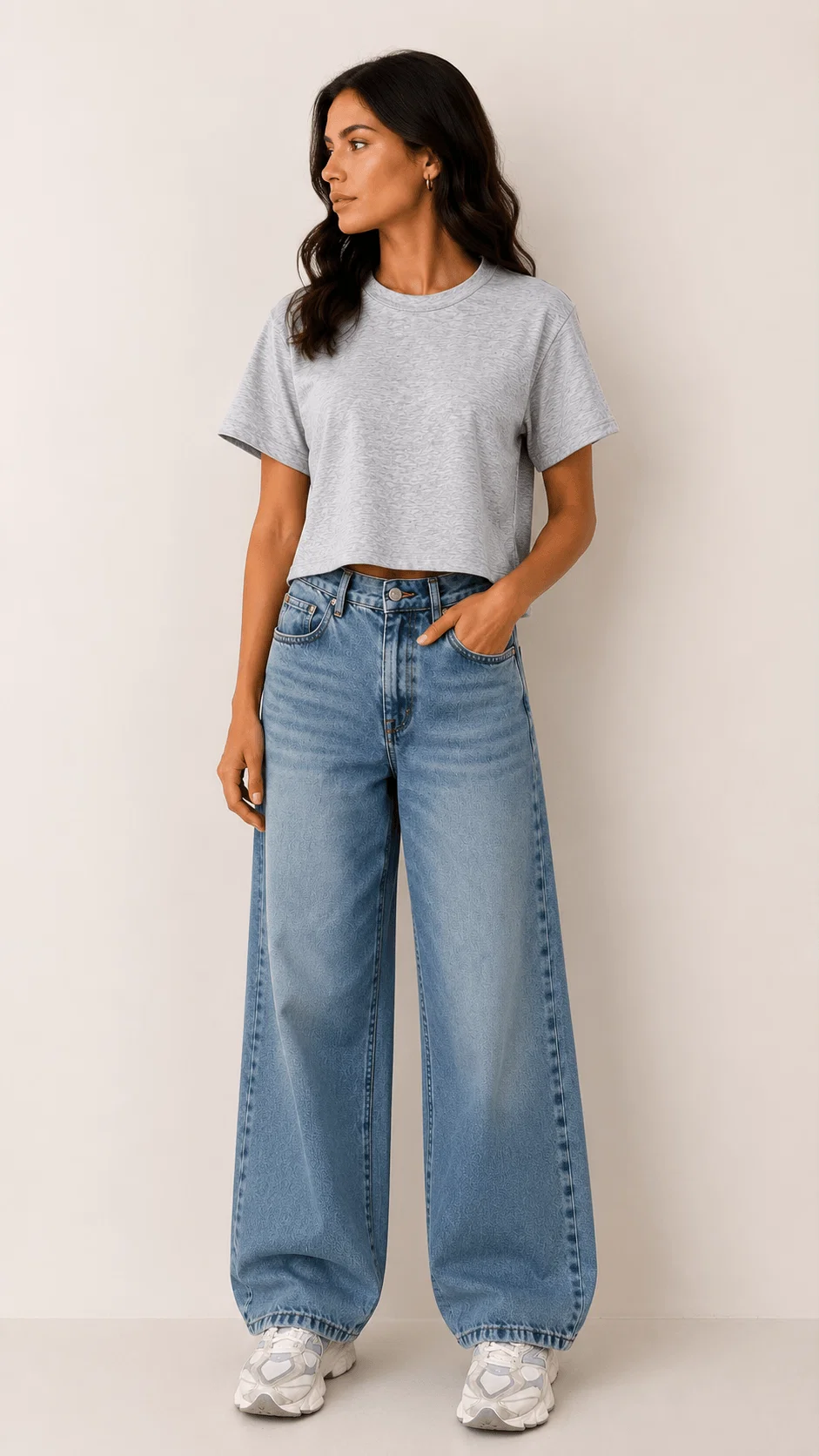 Blusa Manga Curta Ampla Malha Comfy - Mescla — imagem 1
