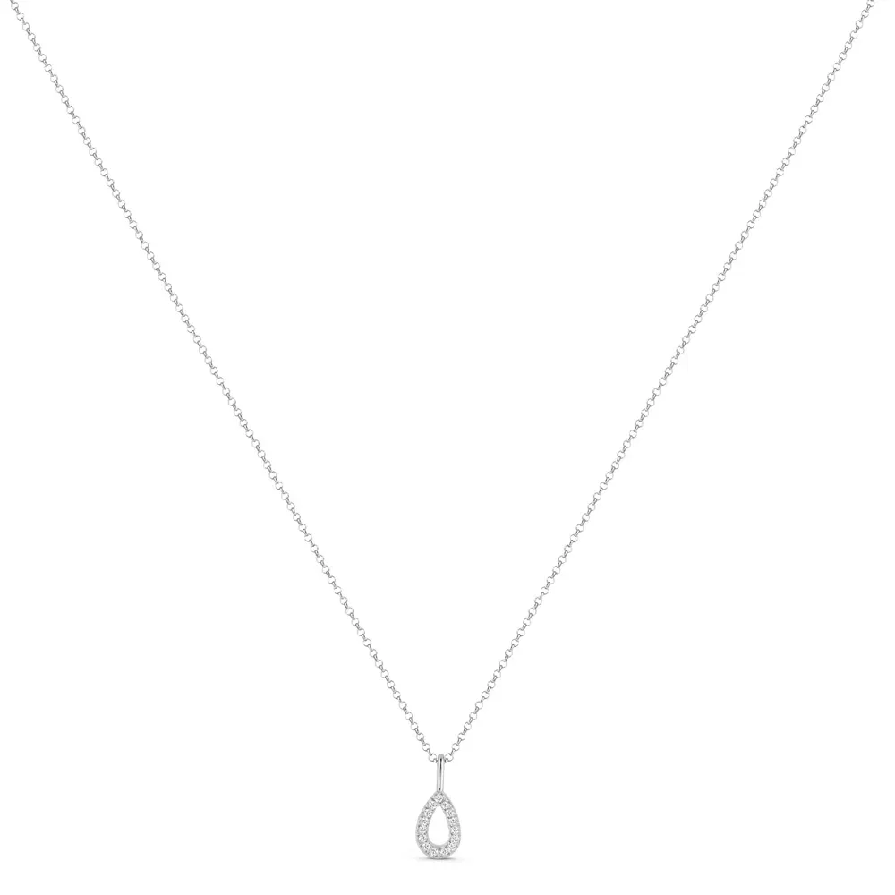 Colar Life Astro Gota em Prata 925 com Pedras Incolores, 45cm