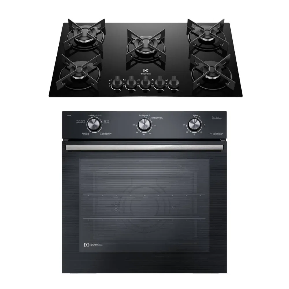 Kit Cooktop 5 Bocas a Gás Efficient (KE5GR) + Forno de Embutir Elétrico 80L Efficient (OE8EL) Electrolux — imagem 1