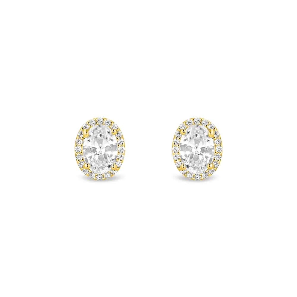 Brinco Life Forms Oval em Prata 925 com Banho de Ouro Amarelo 18k e Pedras Incolores — imagem 1