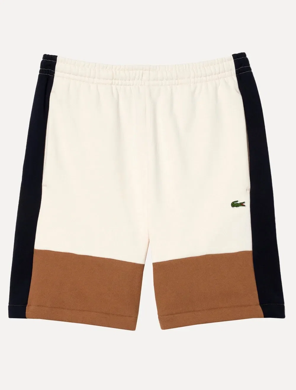 Bermuda Lacoste Moletom Masculina Recortes Color Block Off-White