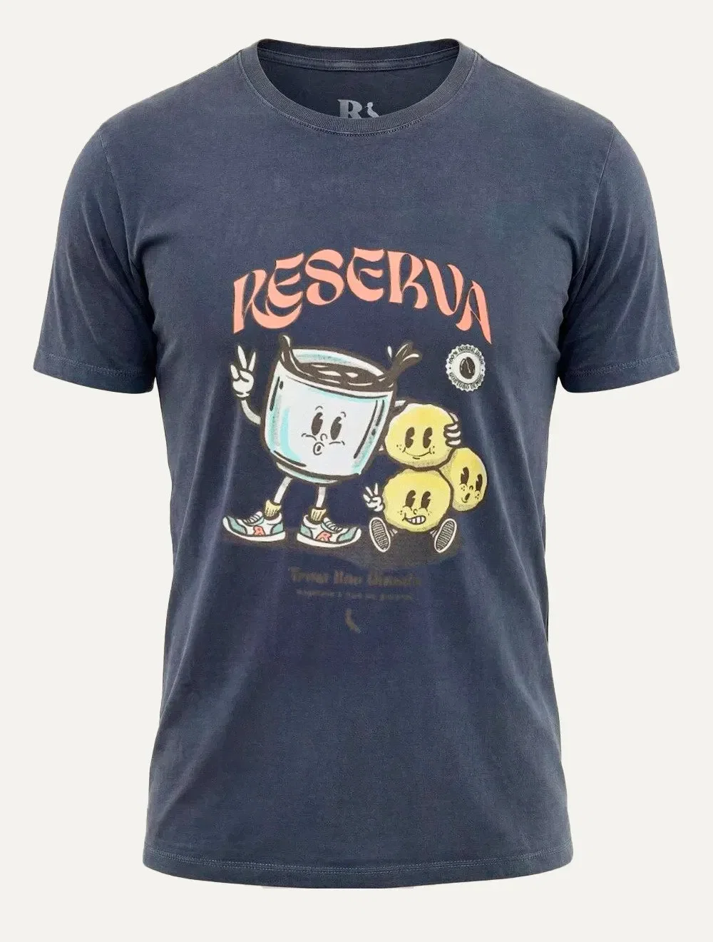 Camiseta Reserva Masculina Regular Café e Pão de Queijo Azul Marinho