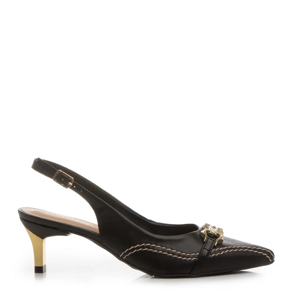 Scarpin Aberto Preto Pesponto — imagem 1