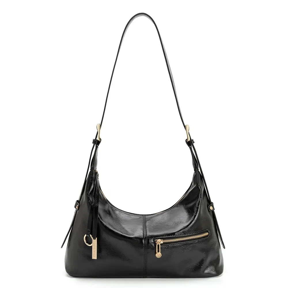Bolsa Hobo Zíper Preta