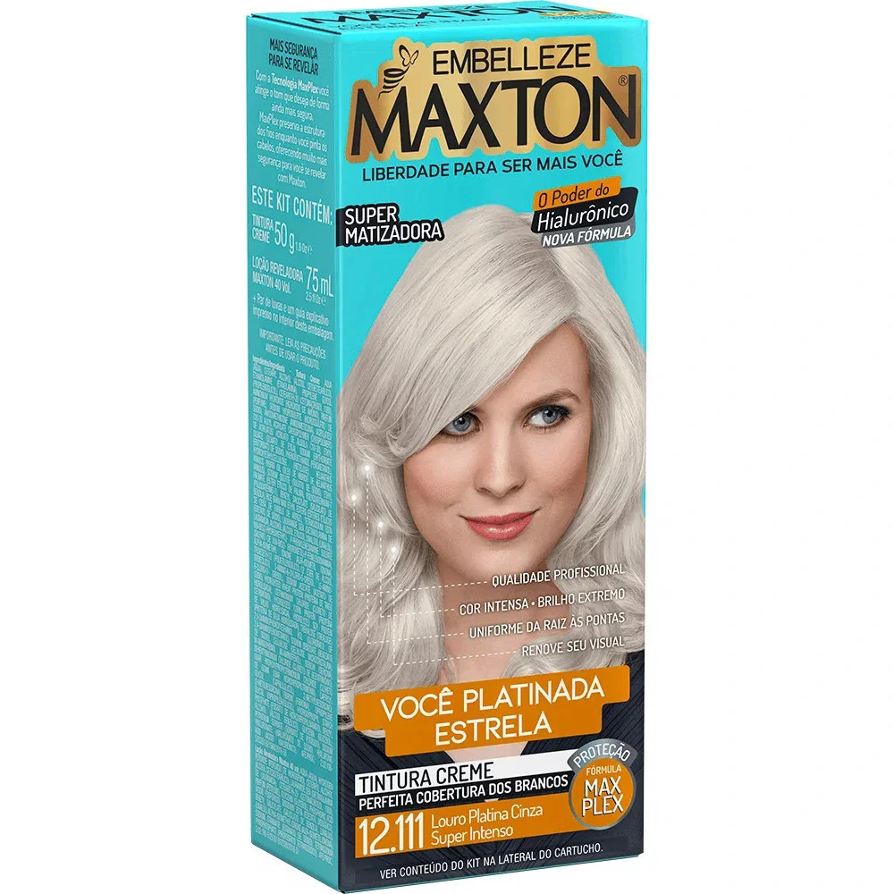 Tintura Maxton 12.111 Louro Platina Cinza Super Intenso