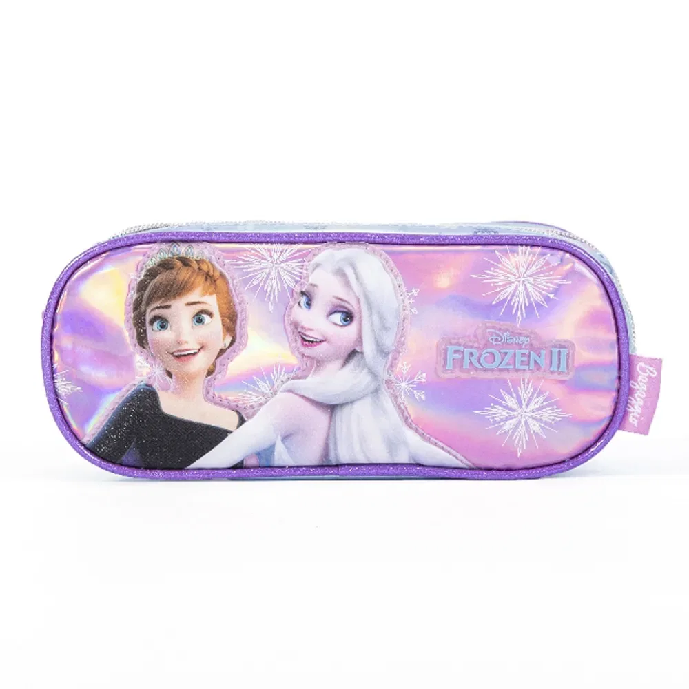 Estojo Escolar Feminino com 3 Compartimentos Frozen II Azul