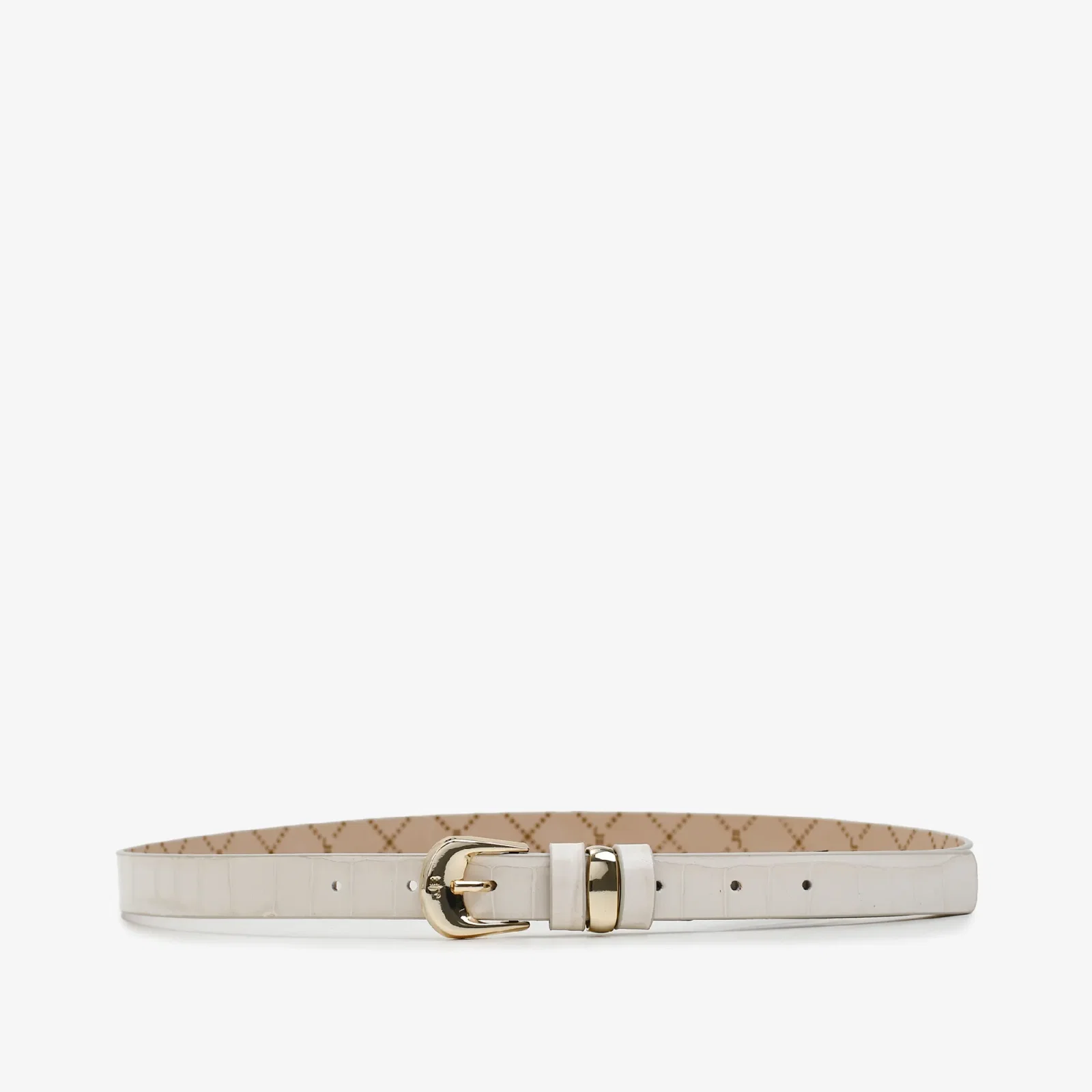 Cinto Off White Algodão Couro Croco — imagem 1