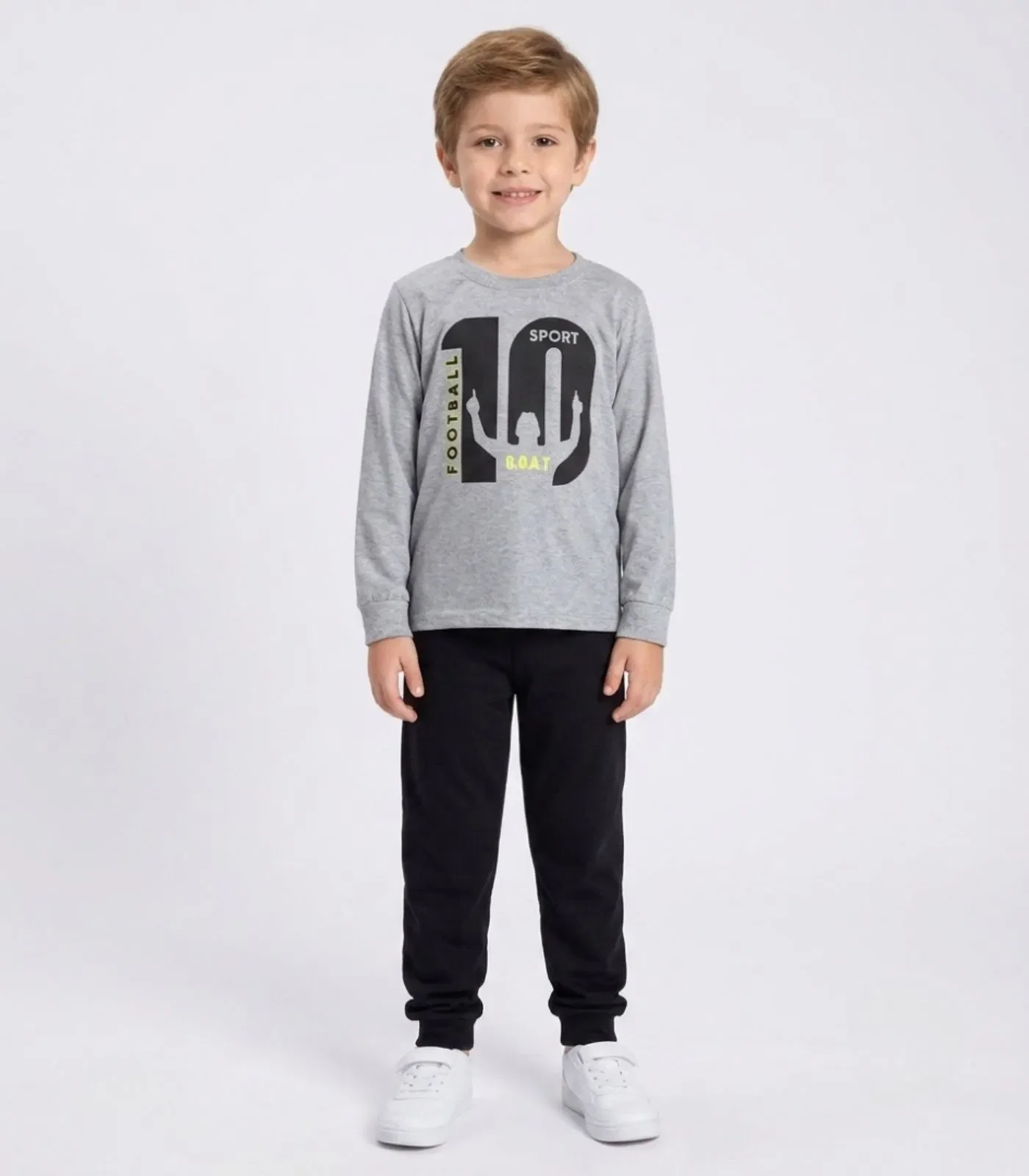 Conjunto Menino Blusa Longa E Calça Kappes Cinza — imagem 1