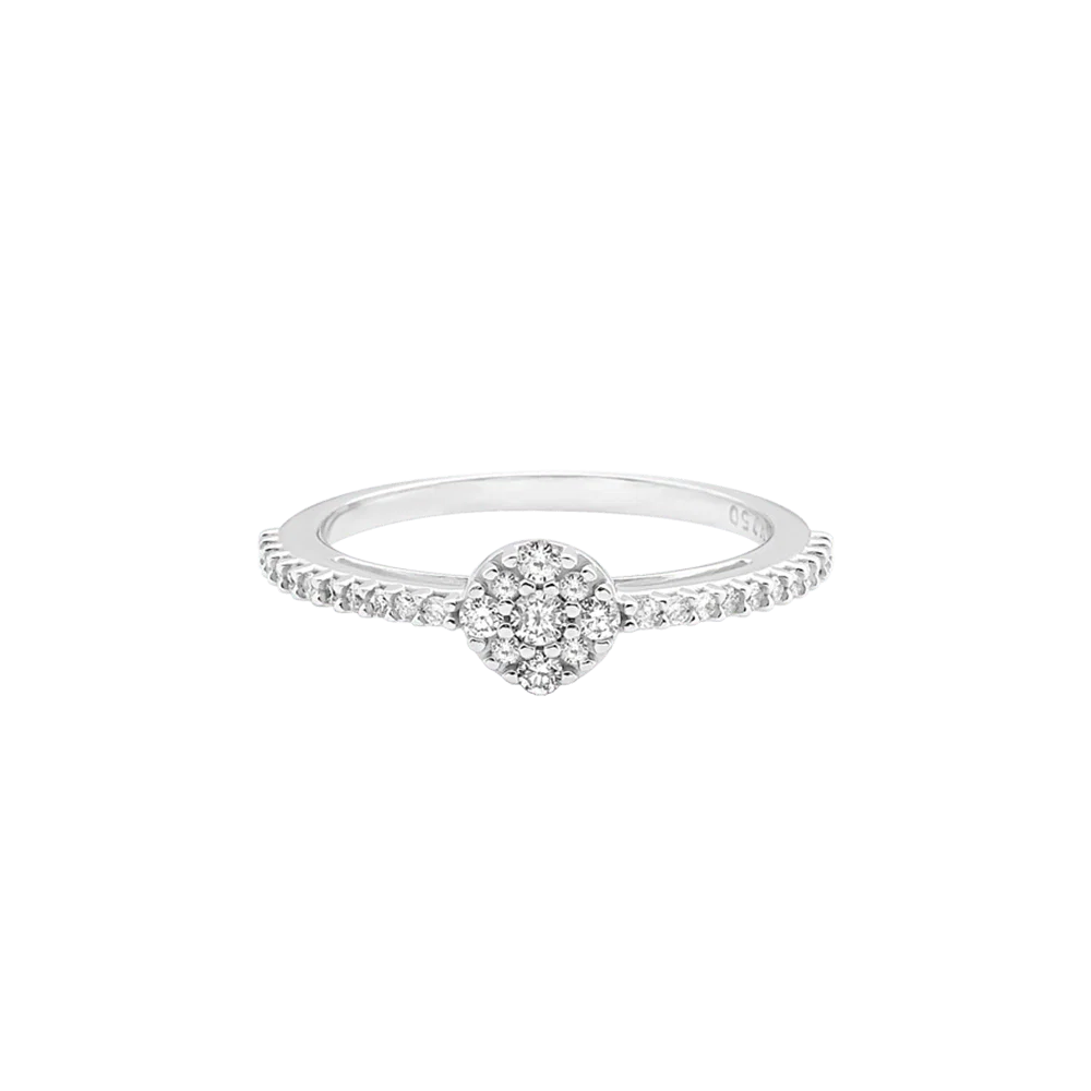 Anel Pavê em Ouro Branco 18k com Diamantes