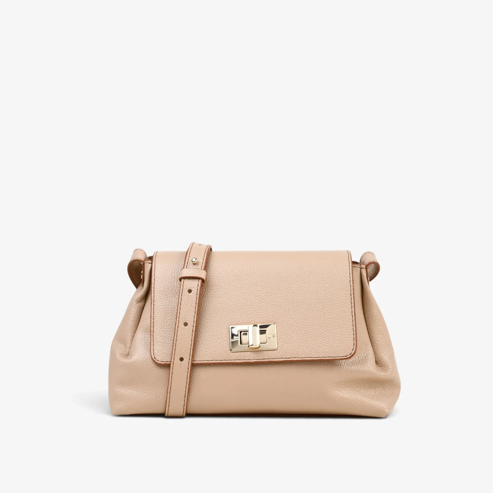 Bolsa Transversal Nude Areia Couro