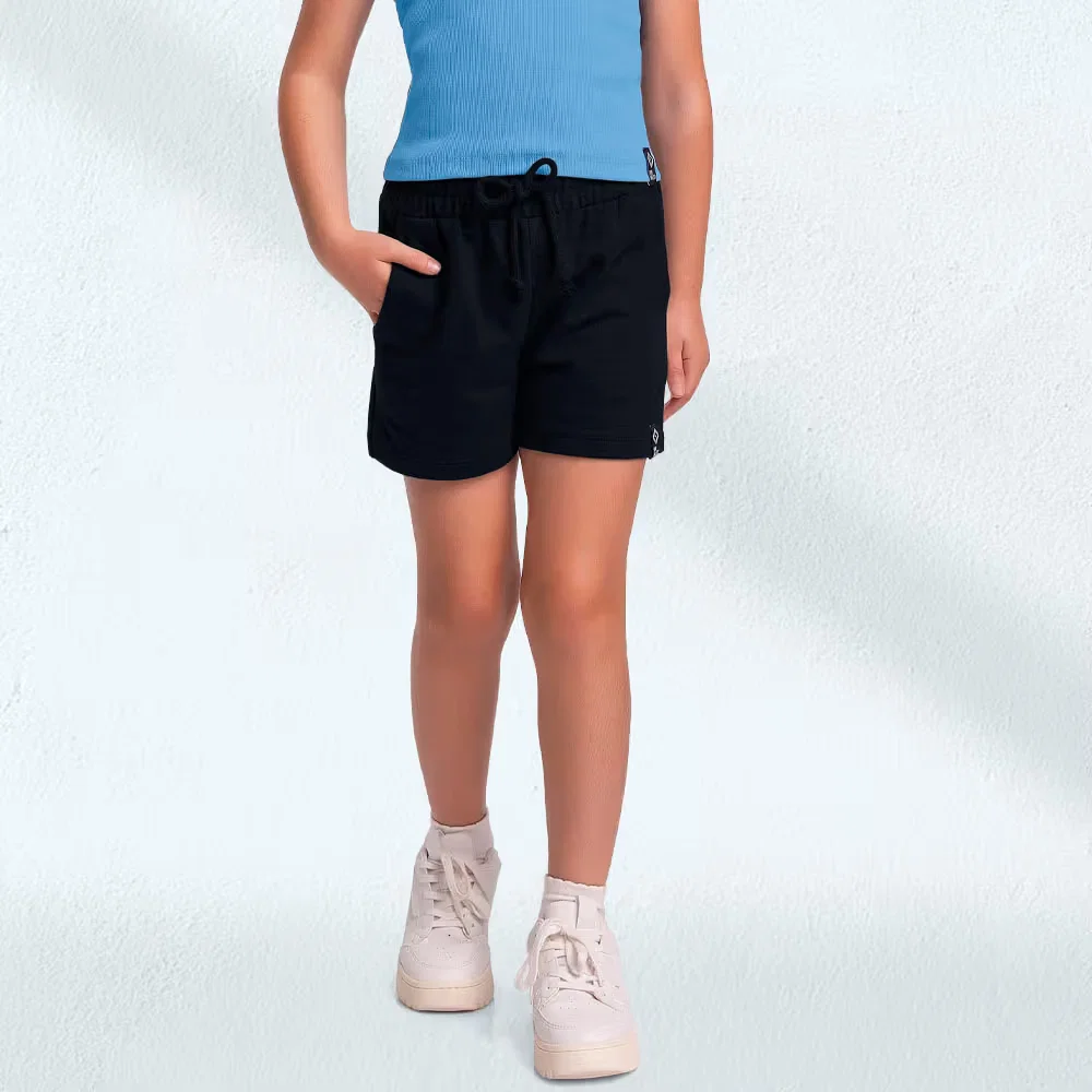 Short em moletinho com cadarço decorativo e bolso