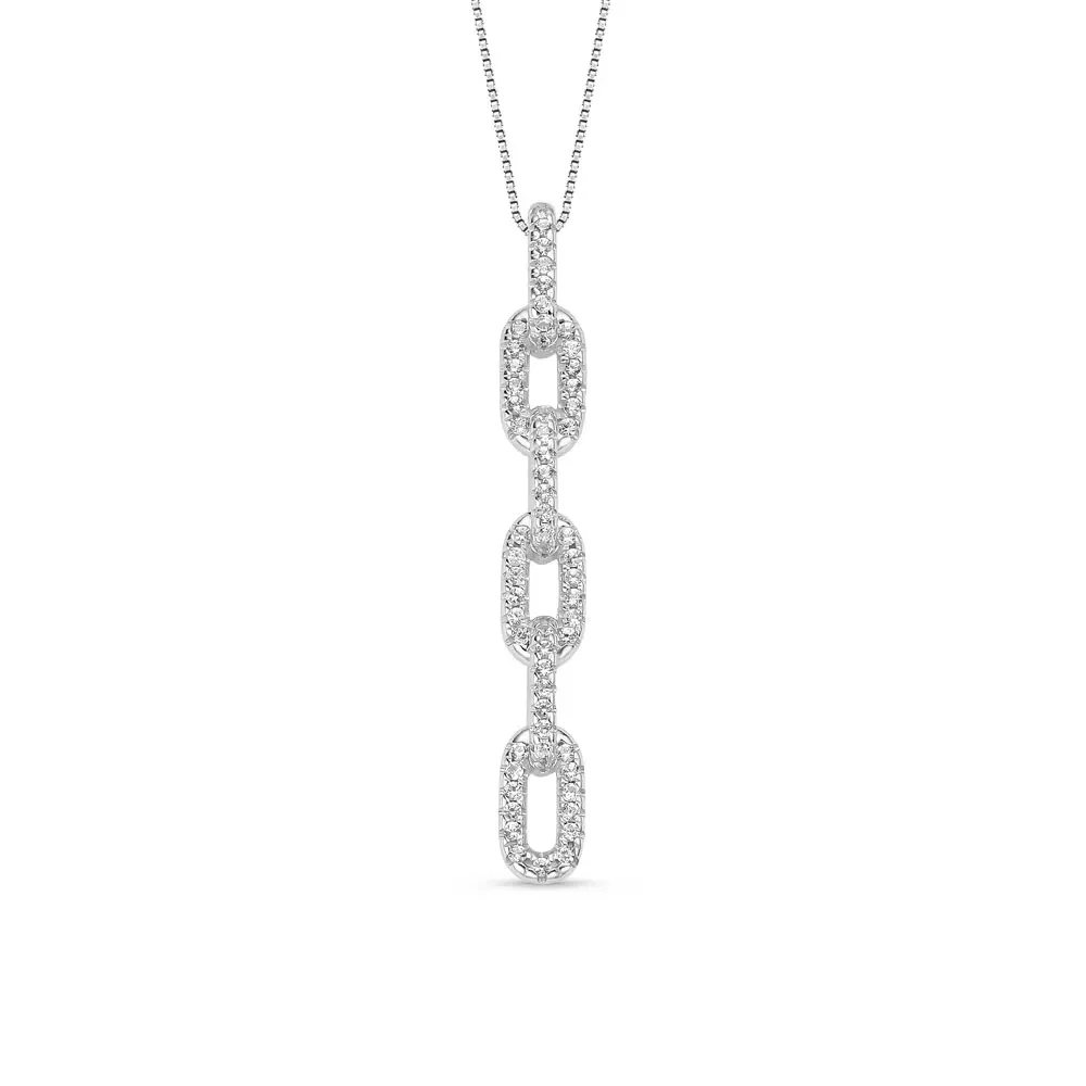 Pingente Chains em Prata 925 com Safiras Incolores, 39mm — imagem 1