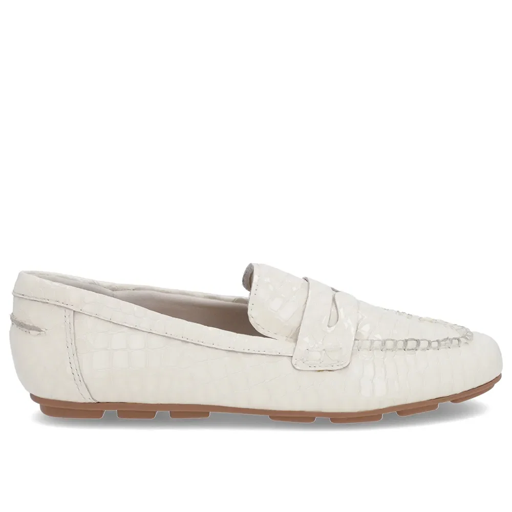 Loafer Branco Marfim Couro Costuras — imagem 1