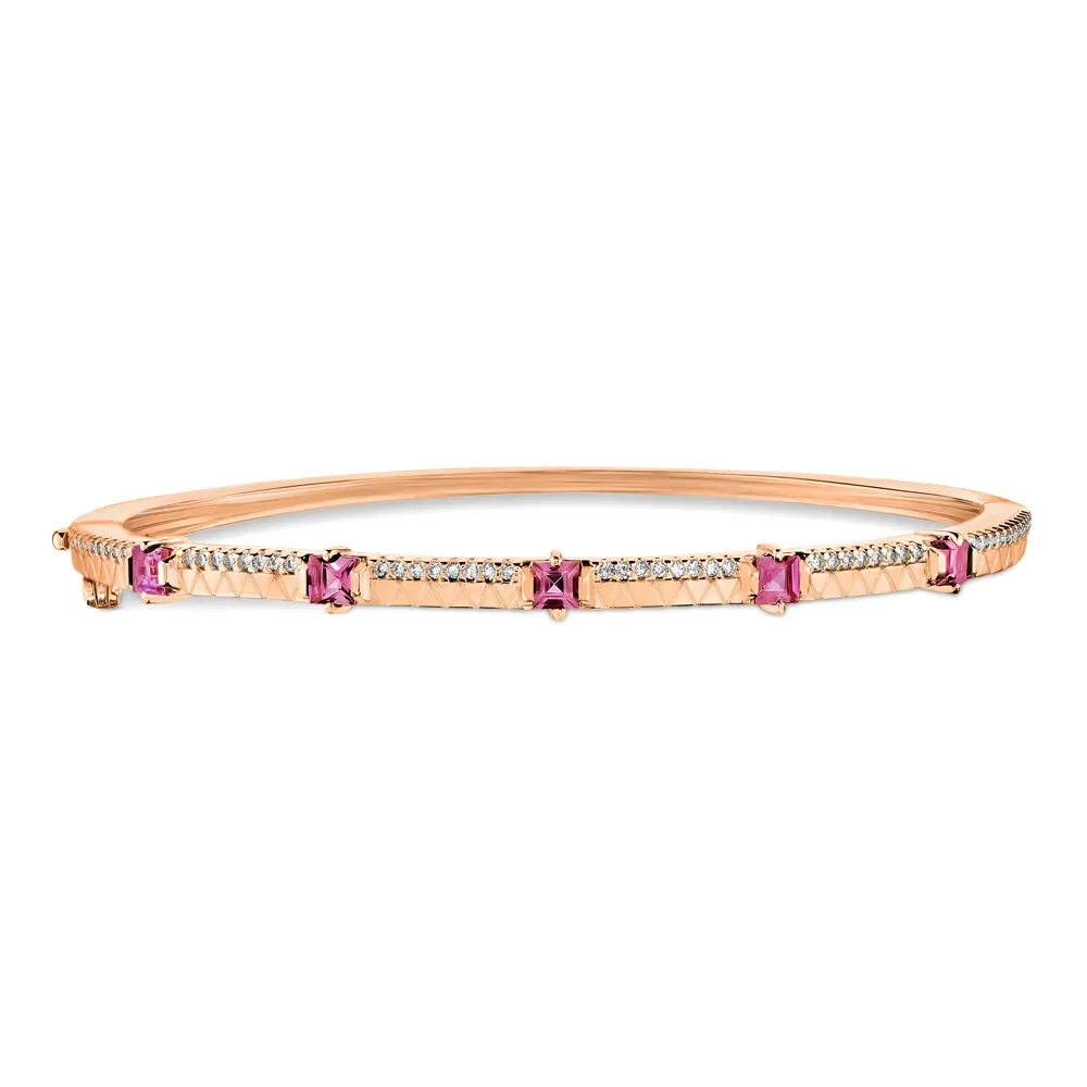 Pulseira Icona em Ouro Vivara 18k com Turmalinas Rosa e Diamantes — imagem 1