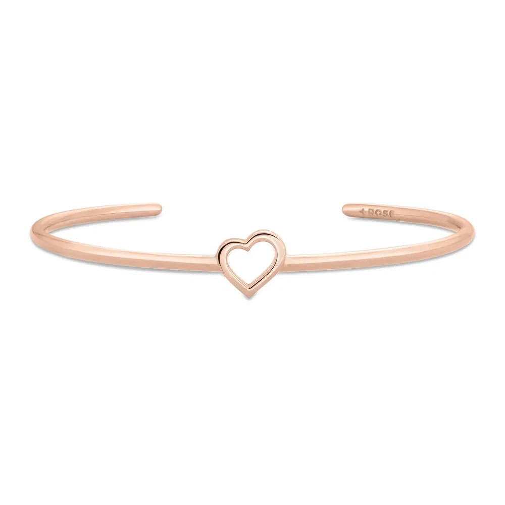 Bracelete Life Love II Coração em Liga Rosé com Banho de Ouro Rosé 18k — imagem 1