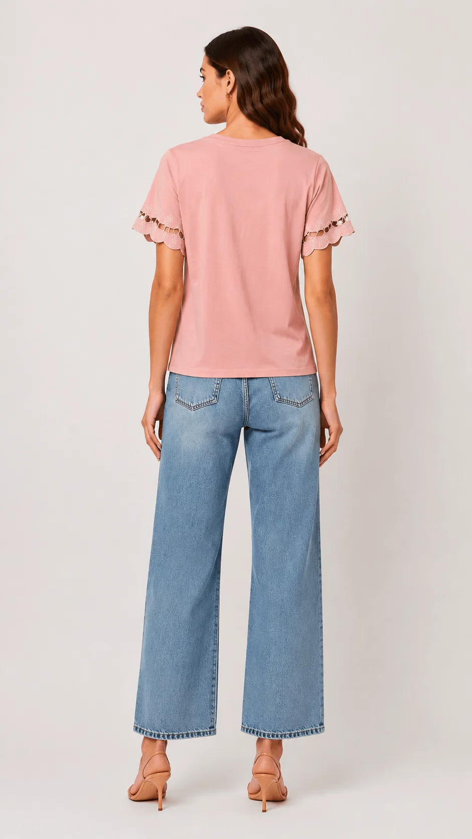 Blusa Manga Curta Bordado Flor - Rosa — imagem 1