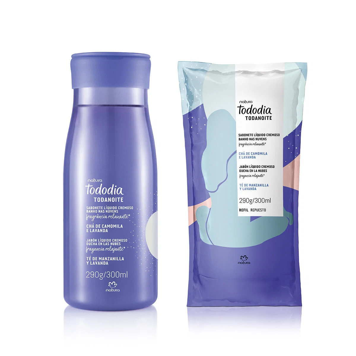 Kit Sabonete Líquido Cremoso para o corpo Banho nas Nuvens Tododia Todanoite com Refil