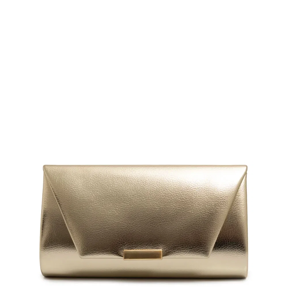 Bolsa Clutch Enfeite Metálico Dourada