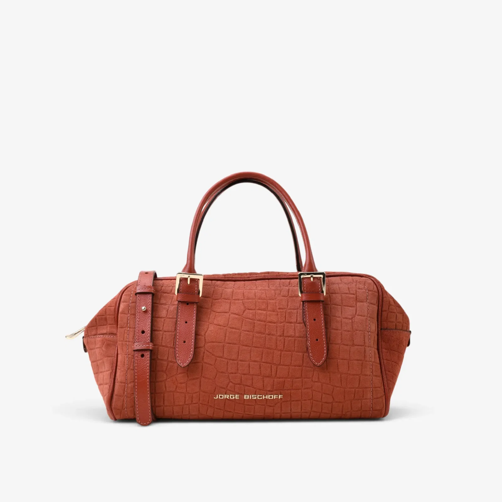 Bolsa Baú Caramelo Argila Camurça Croco — imagem 1