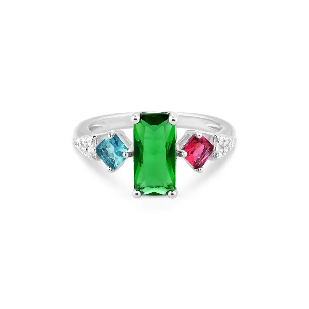 Anel Life Coloré em Prata 925 com Cristais Verde, Rosa, Azul e Incolores