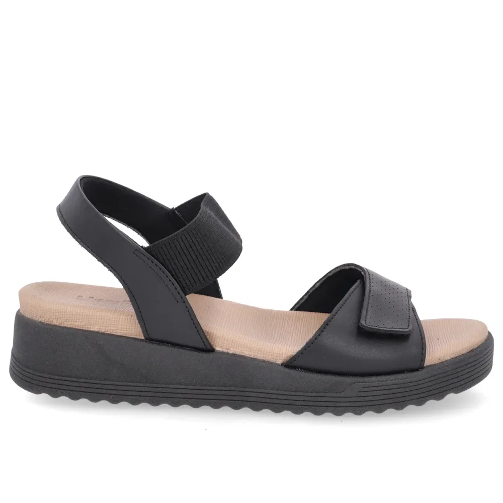 Sandália Salto Plataforma Couro Preto Fecho-Flex — imagem 1