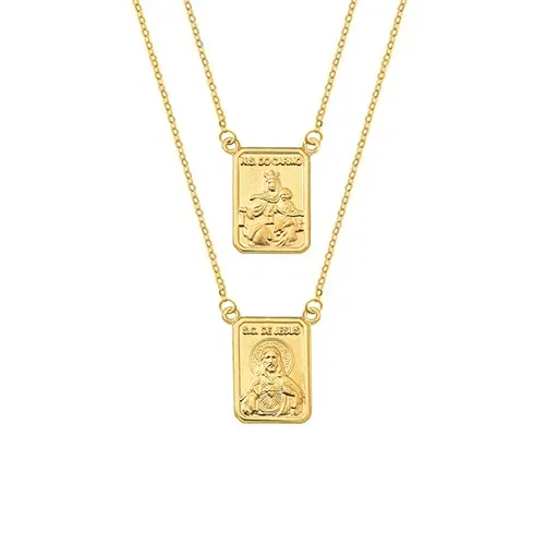 Escapulário Medalhas Jesus e N.Sra. Do Carmo em Ouro Amarelo 18k, 60cm — imagem 1