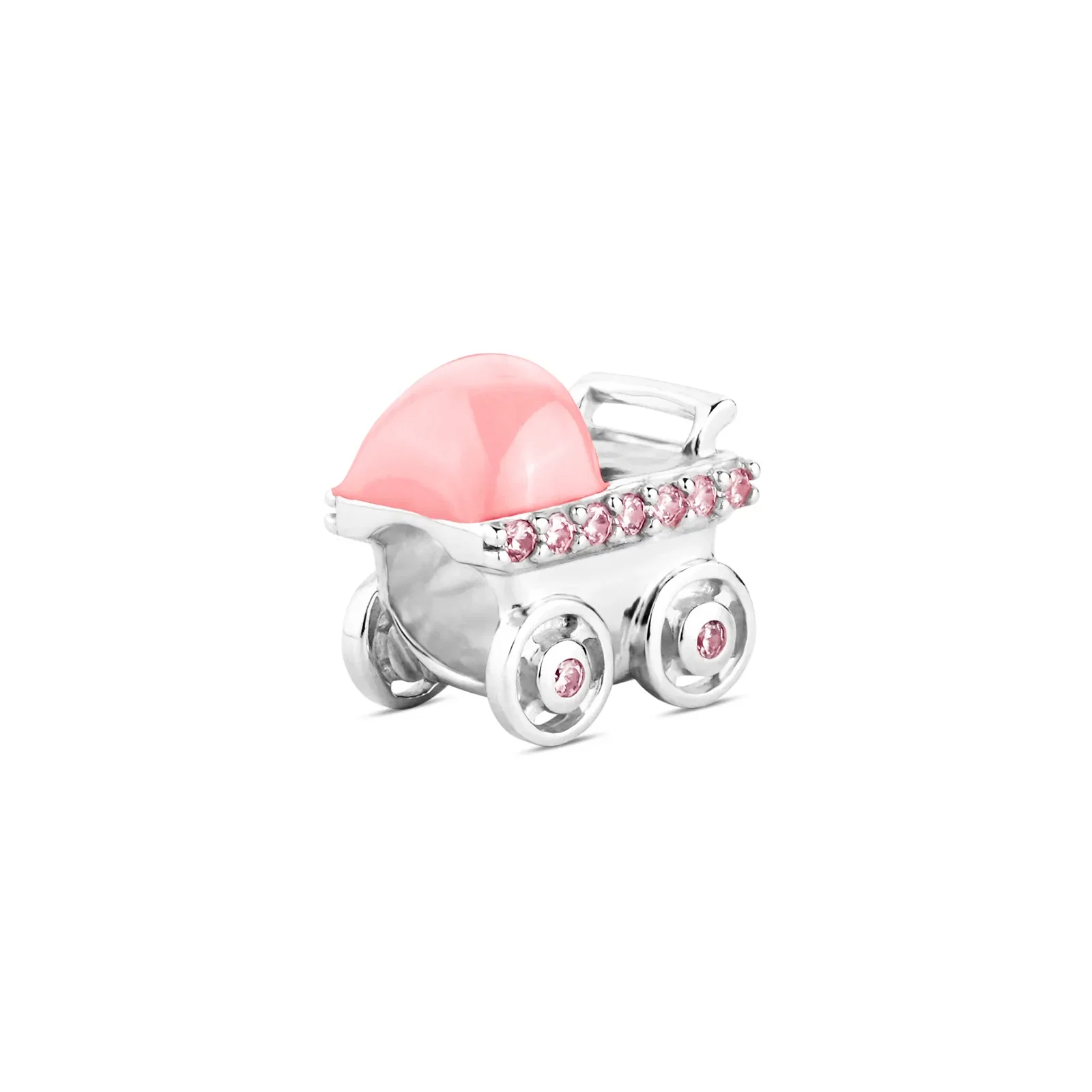 Separador Life Carrinho de Bebê Menina em Prata 925 com Esmalte — imagem 1