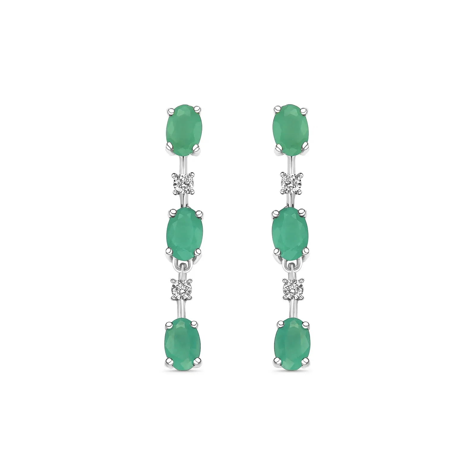Brinco Duquesa em Ouro Branco 18k com Esmeraldas e Diamantes 0,18 ct — imagem 1