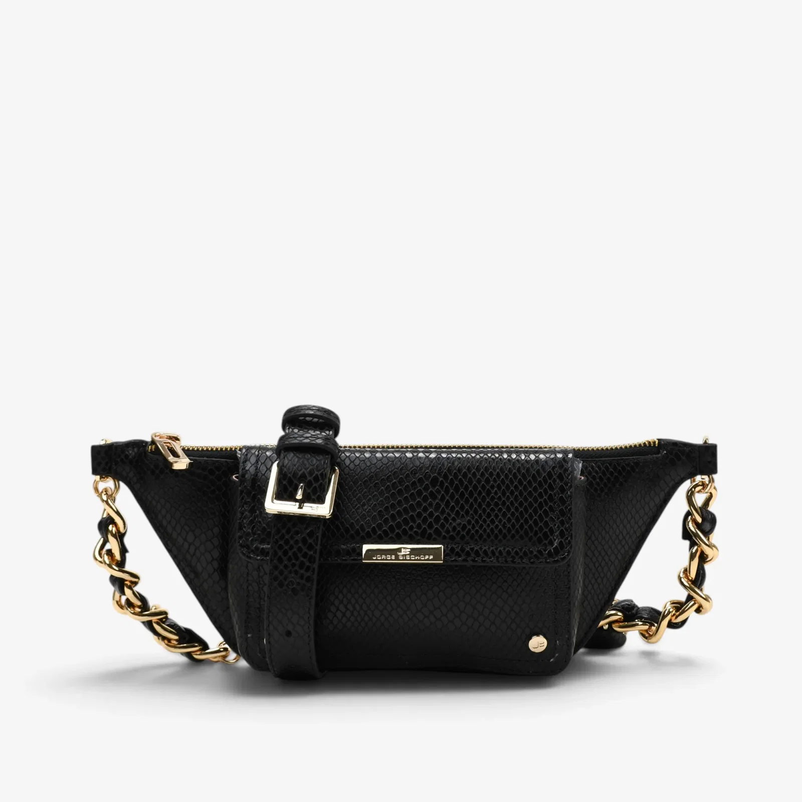 Belt Bag Preto Corrente Couro Snake — imagem 1