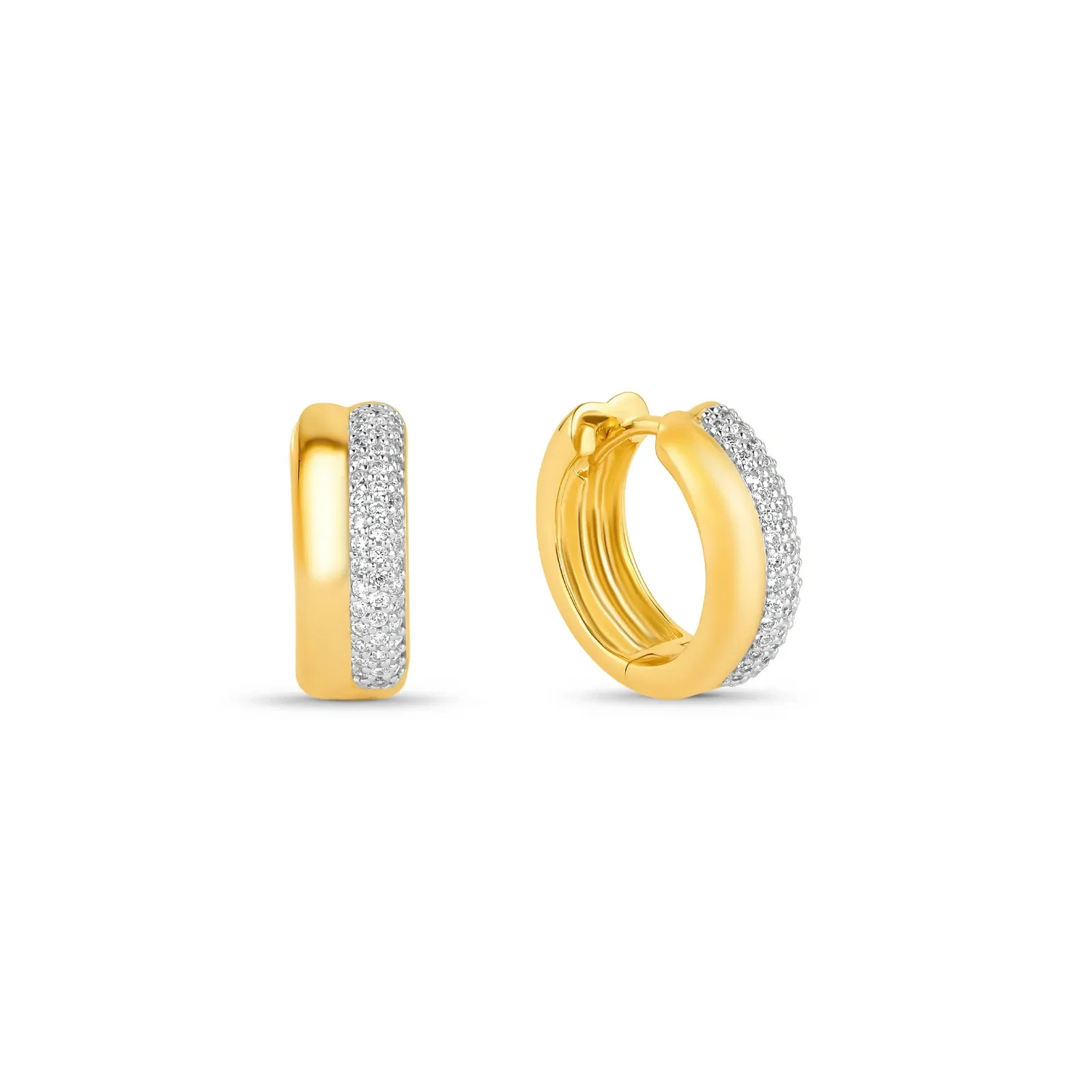 Argola Life Luxe em Prata 925 com Banho de Ouro Amarelo 18k e Pedras Incolores, 17mm — imagem 1