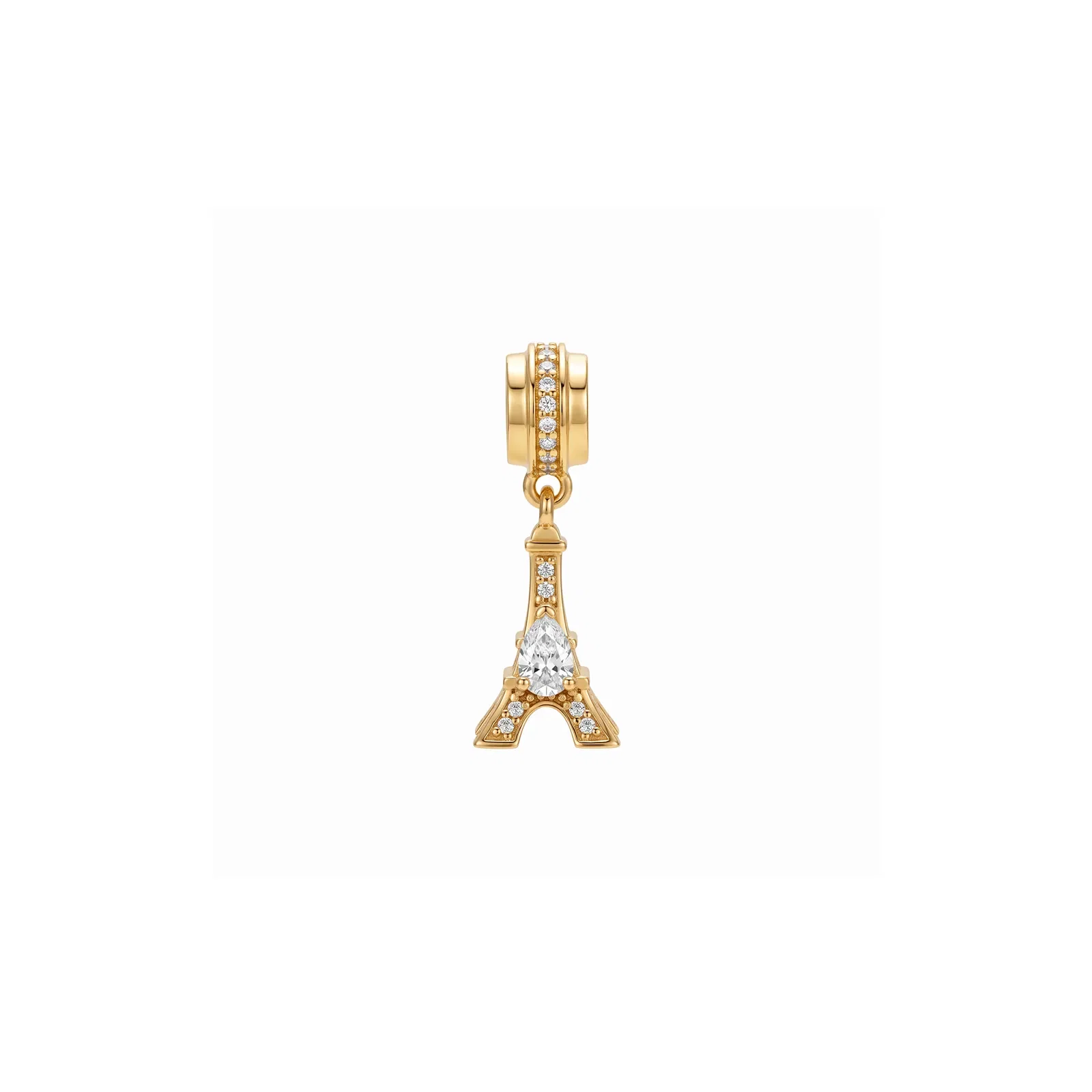 Pingente Life Torre Eiffel em Prata 925 com Banho de Ouro 18k e Zircônia Incolor