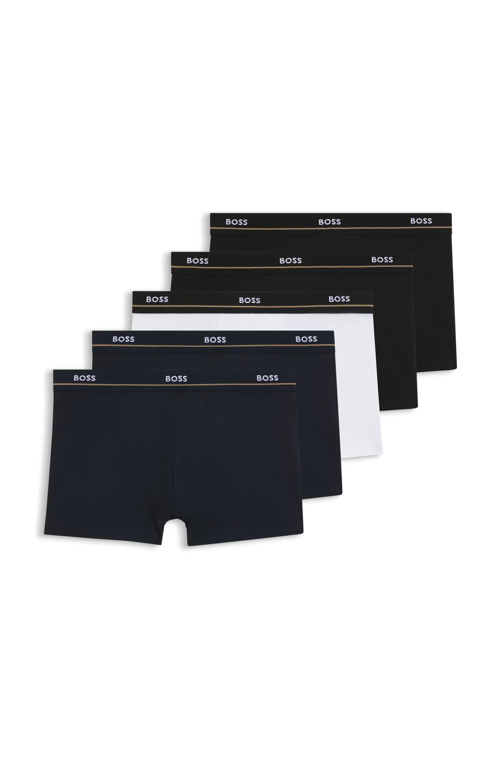 Conjunto De Cinco Boxers Em Algodão Stretch Com Cintura De Logotipo — imagem 1