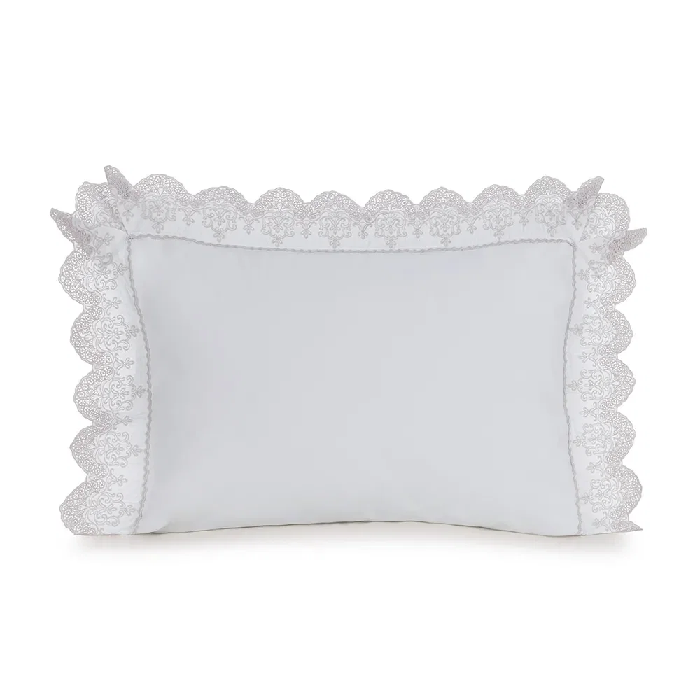 Fronha avulsa 300 Fios Ricami Branco / Rose