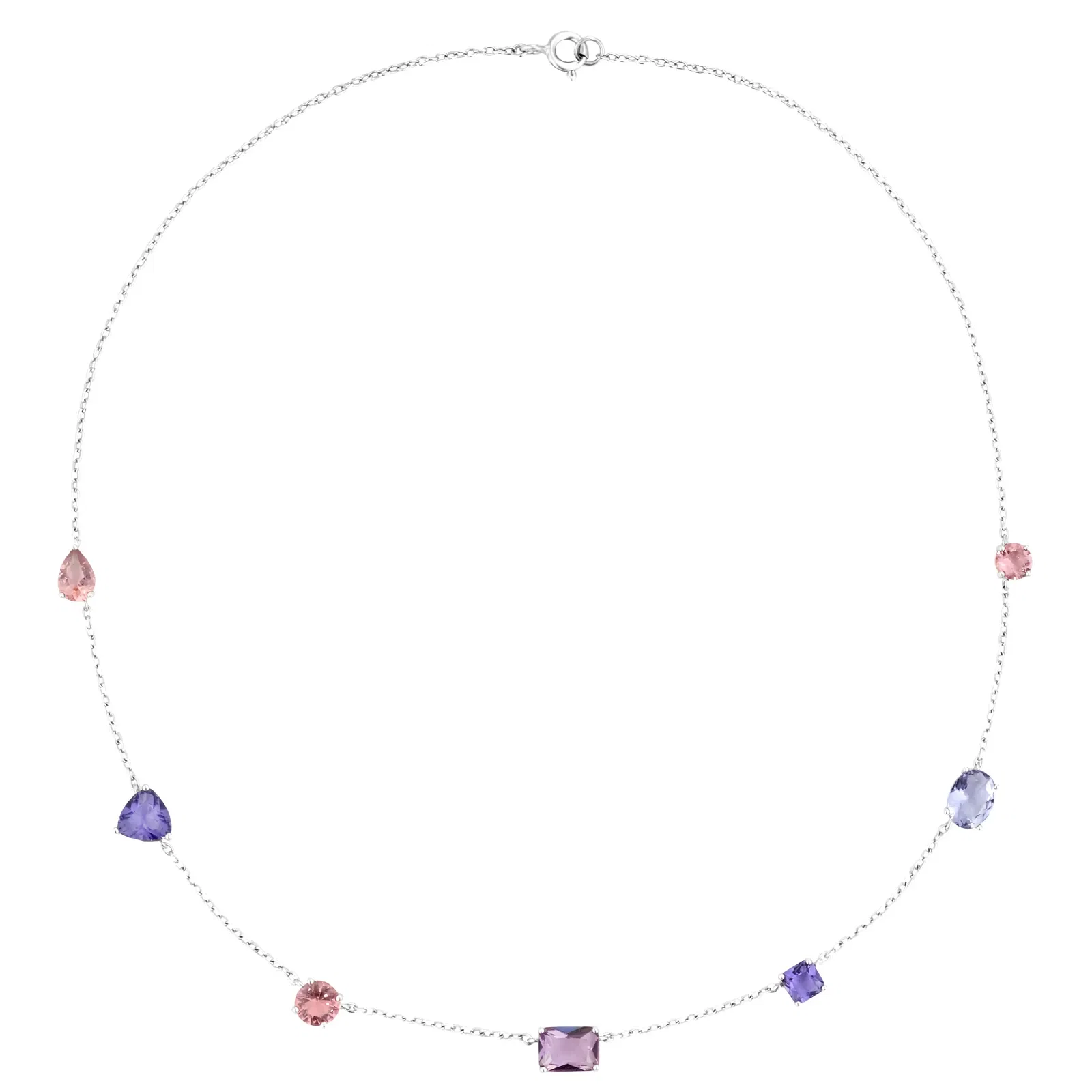 Colar Life Colors em Prata 925 com Cristais Rosa e Roxo — imagem 1