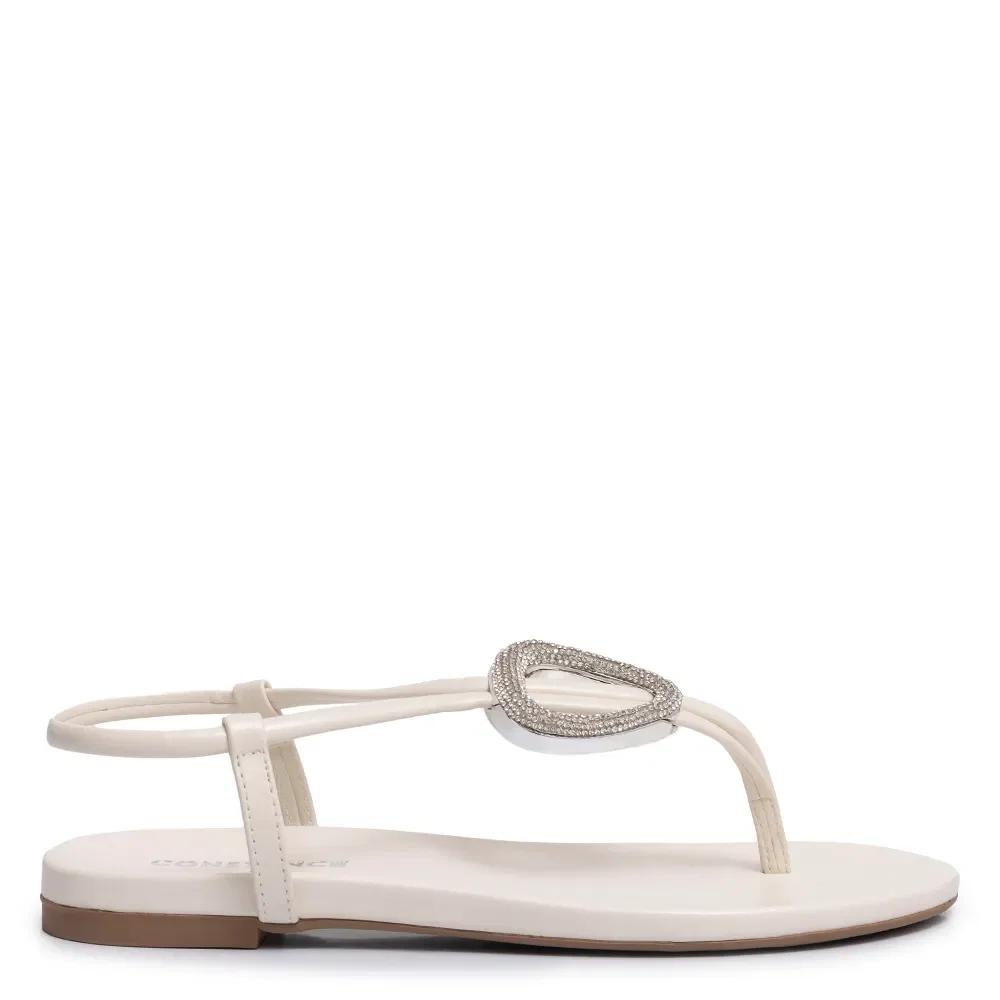 Rasteira Off White Strass