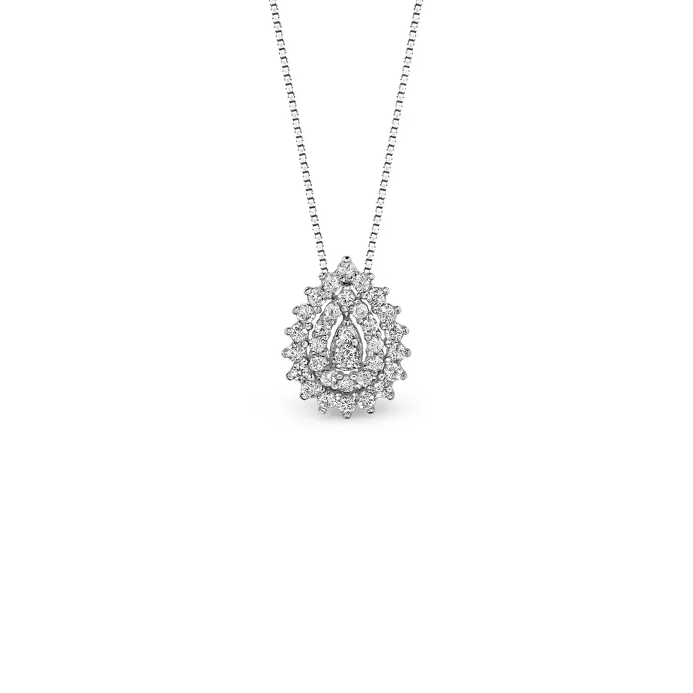 Pingente Clássico Especial Gota em Ouro Branco 18k com Diamantes, 11mm — imagem 1