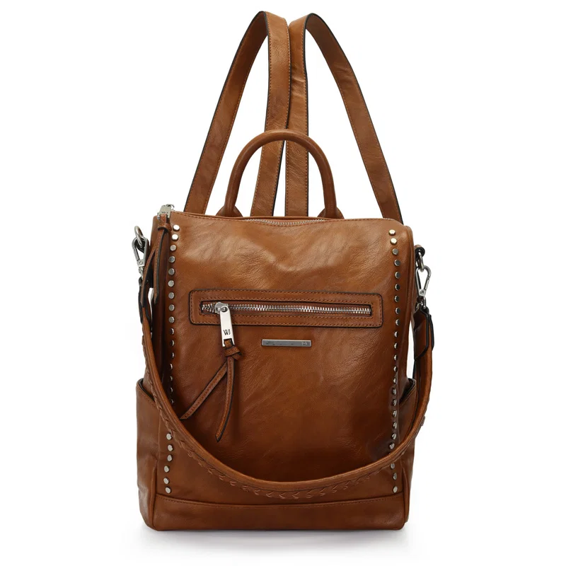 Mochila Grande Com Alca Tresse E Aplicacao De Metais