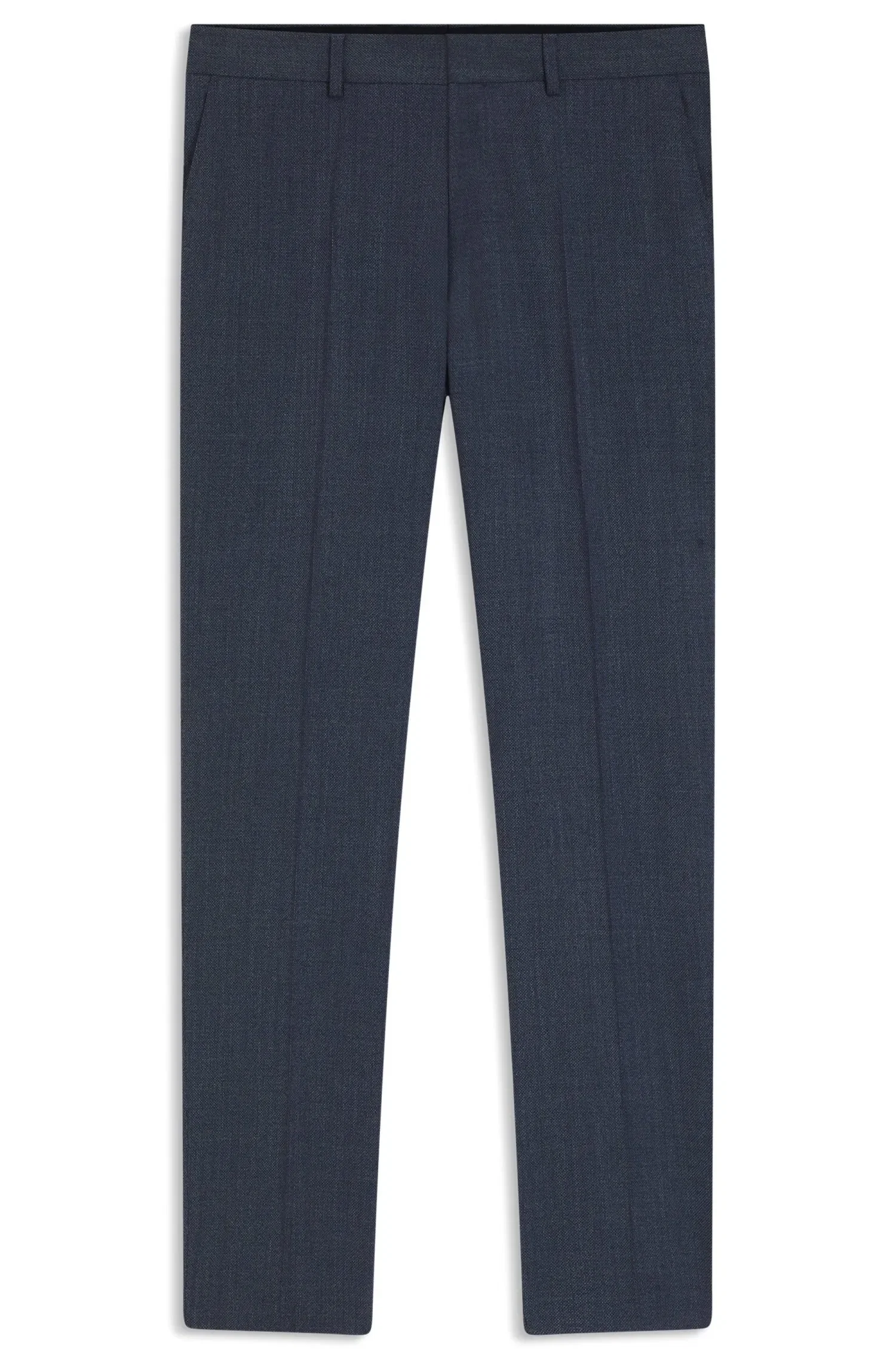 Calça Slim Fit Em Lã Elástica Com Micropadrão