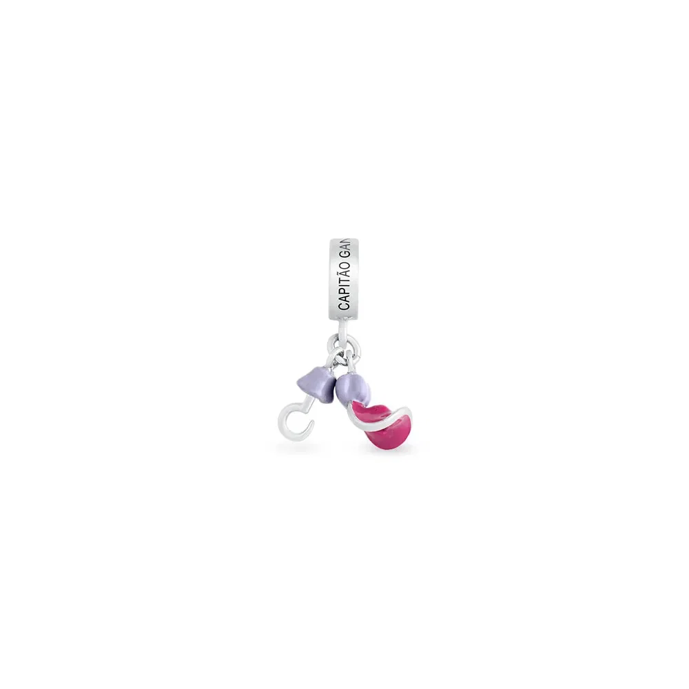 Pingente Life Disney Capitão Gancho Chapéu e Gancho em Prata 925 com Esmalte — imagem 1