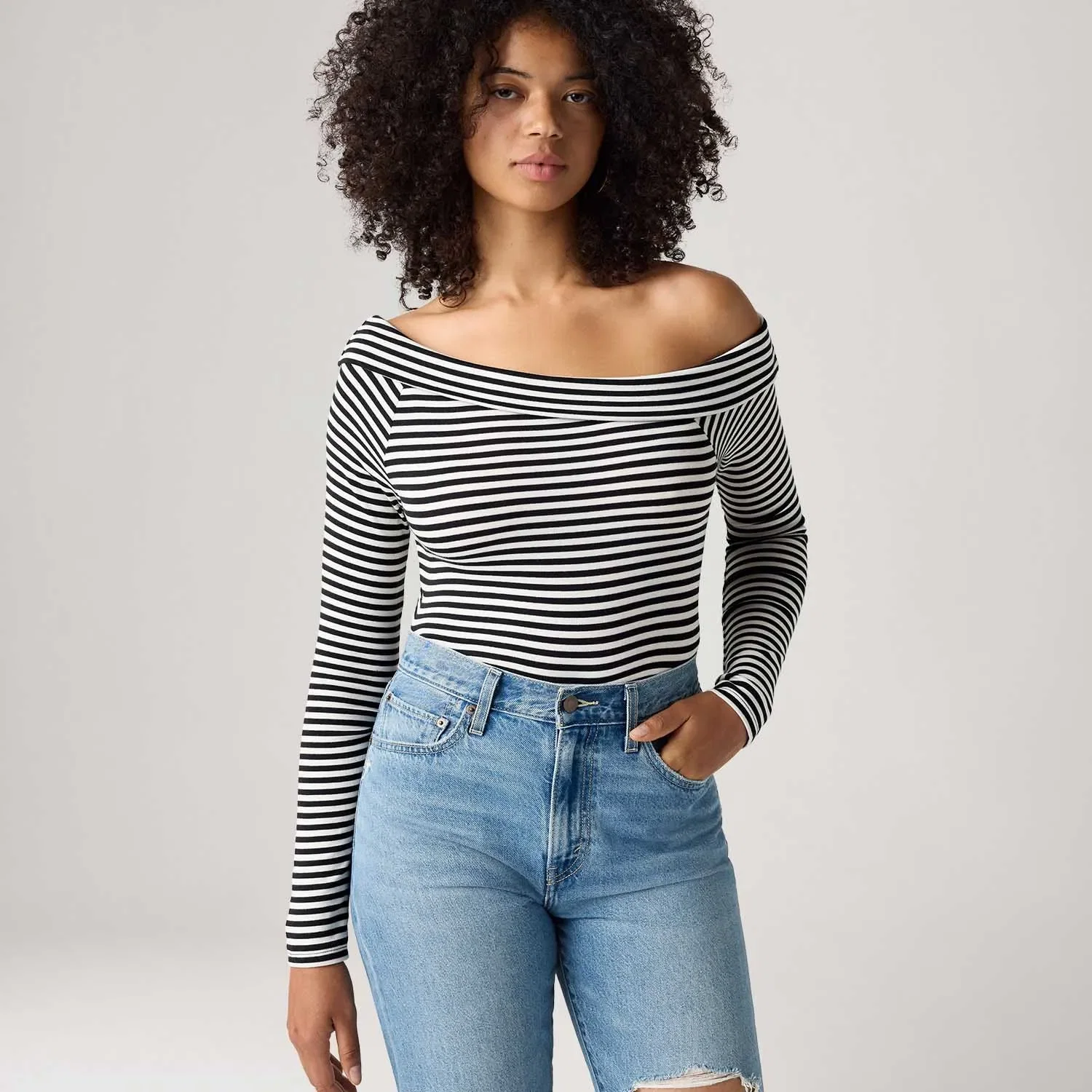 Blusa Levi's® Clara Rib Off Manga Longa Preta — imagem 1