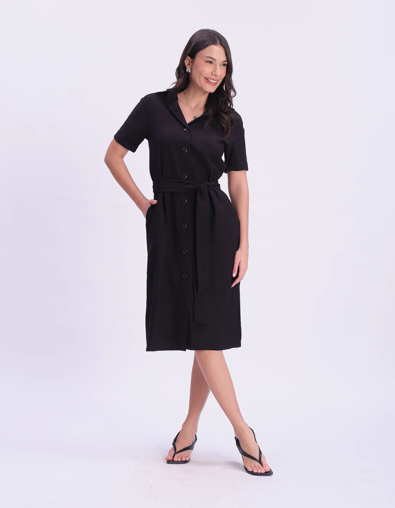 Chemise Gola Botões Com Faixa - Preto — imagem 1