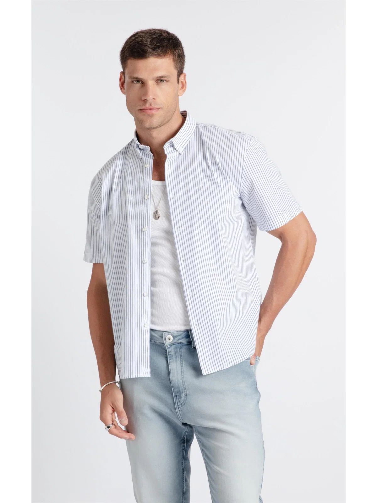 Camisa Tricoline Houston Azul Bic