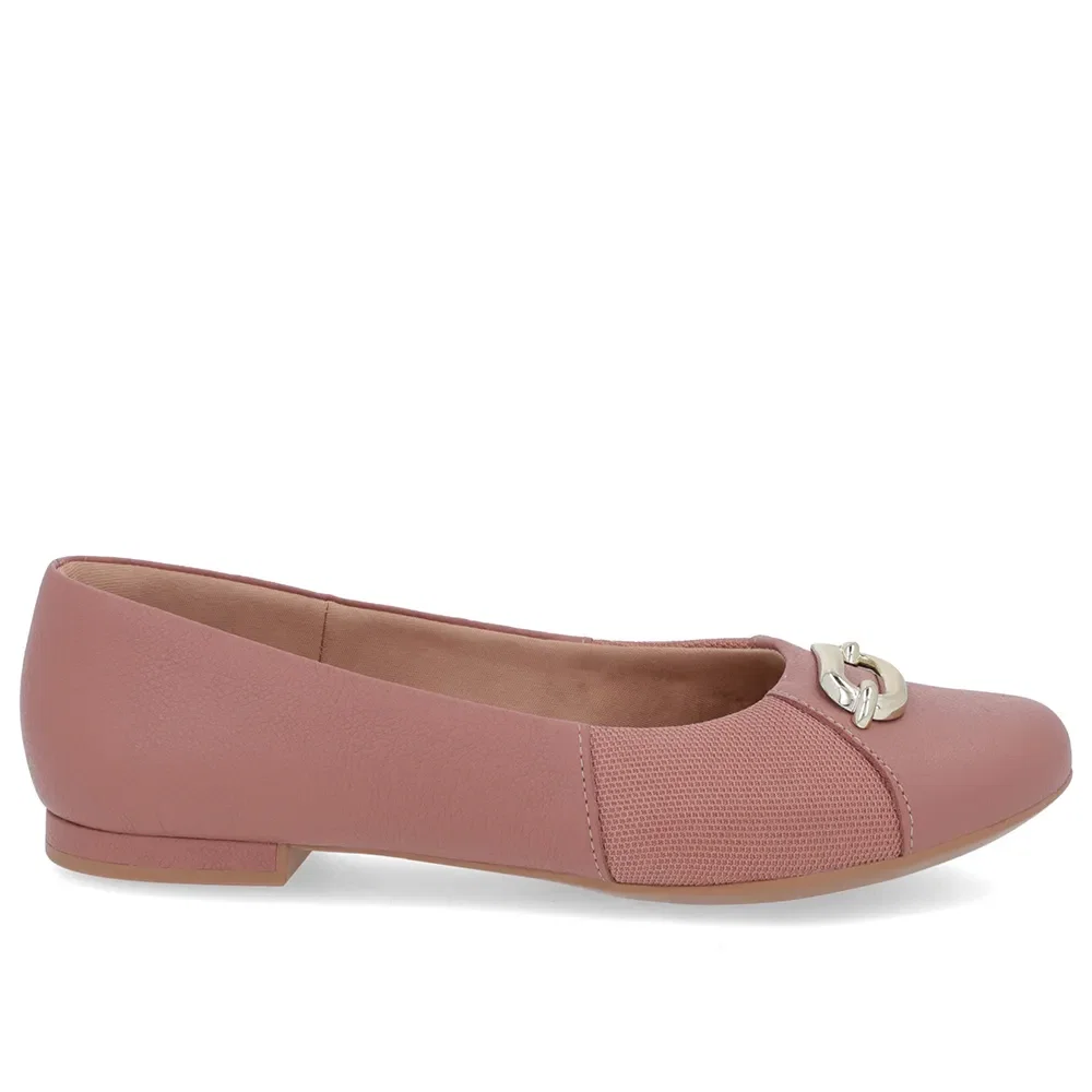 Sapatilha Rosa Vintage Couro Lateral Tecido — imagem 1