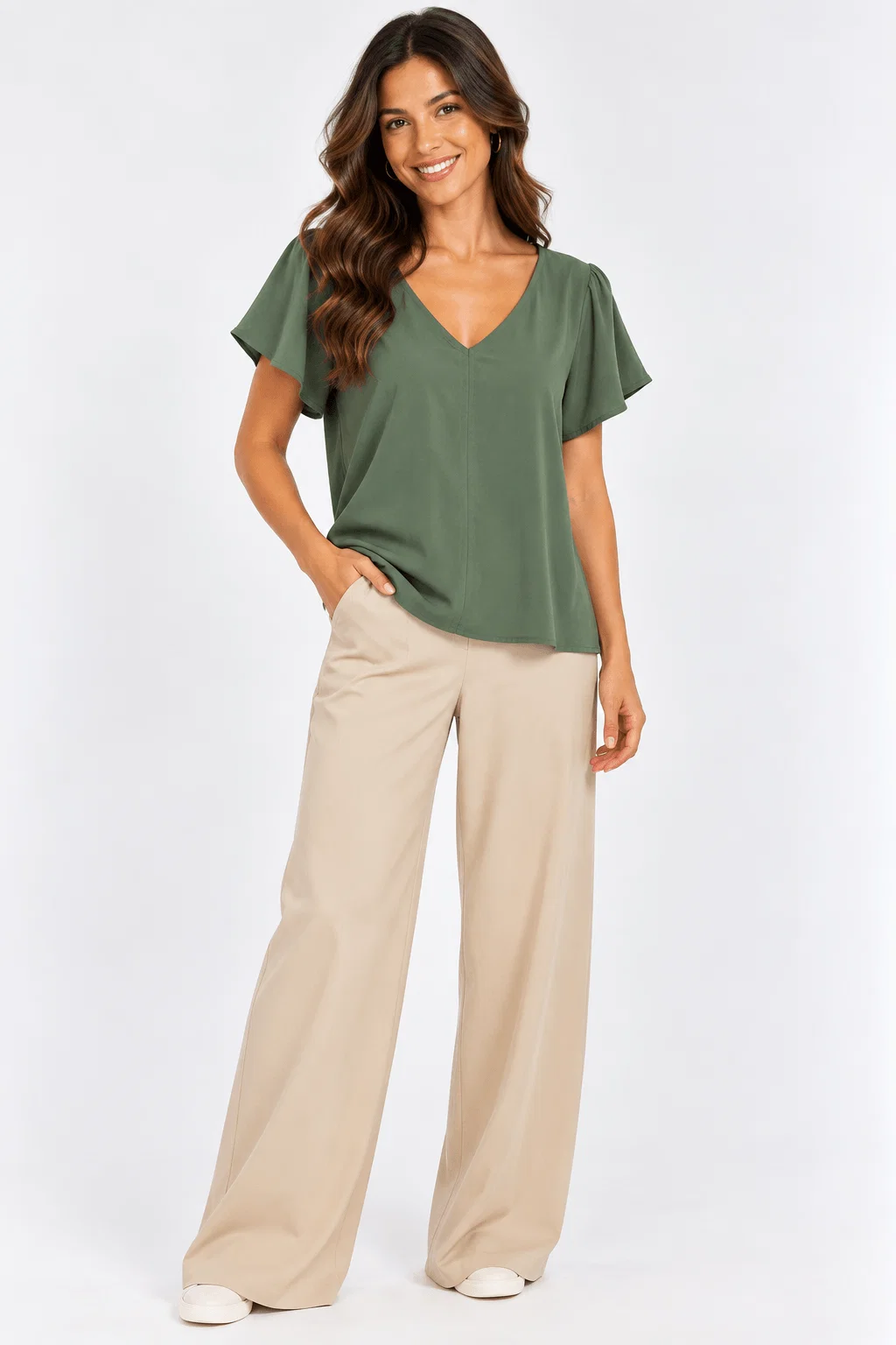 Blusa Ampla Decote v - Verde Claro