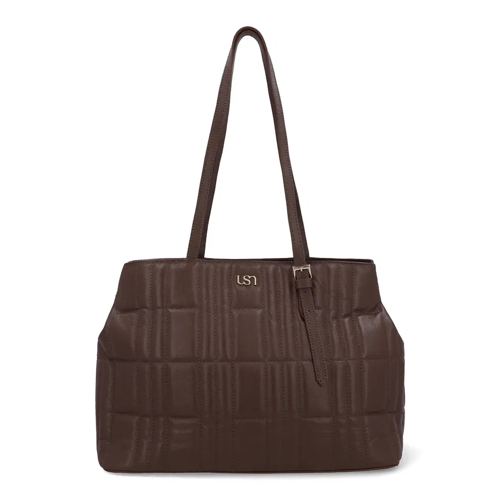 Bolsa Shopper Couro Marrom Matelassê