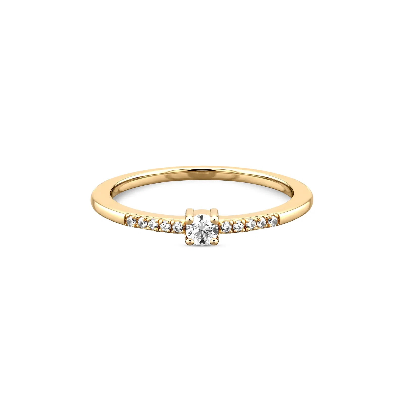Anel Solitário I Life em Prata 925 com Banho de Ouro Amarelo 18K e Zircônia Incolor — imagem 1