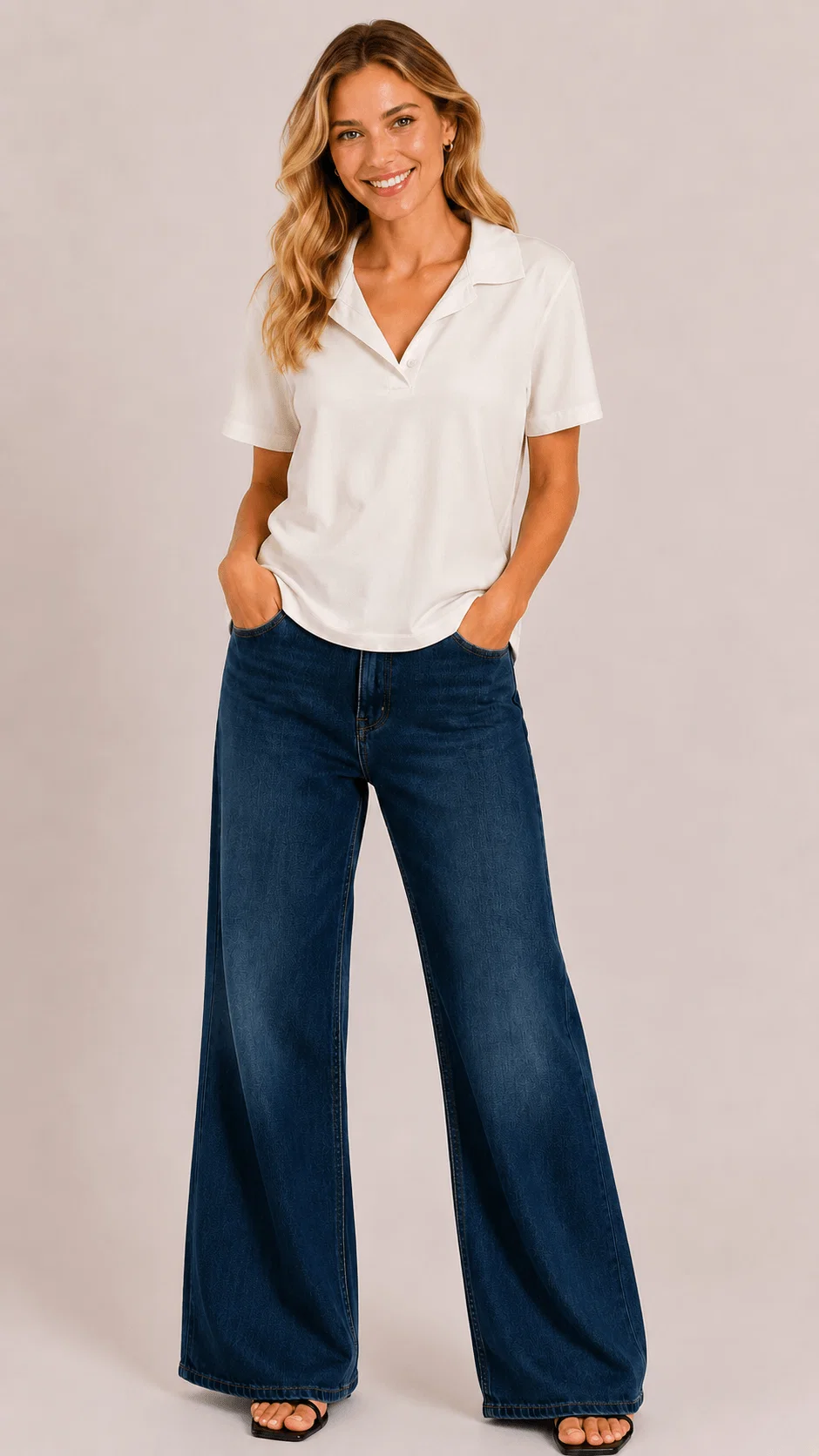 Blusa Malha Gola Polo Manga Curta - Branco — imagem 1