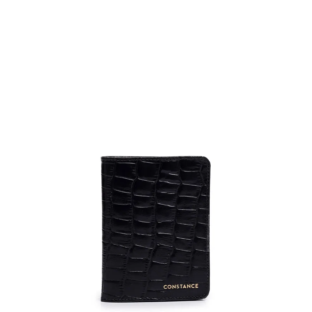 Porta Cartão Couro Croco Preto — imagem 1