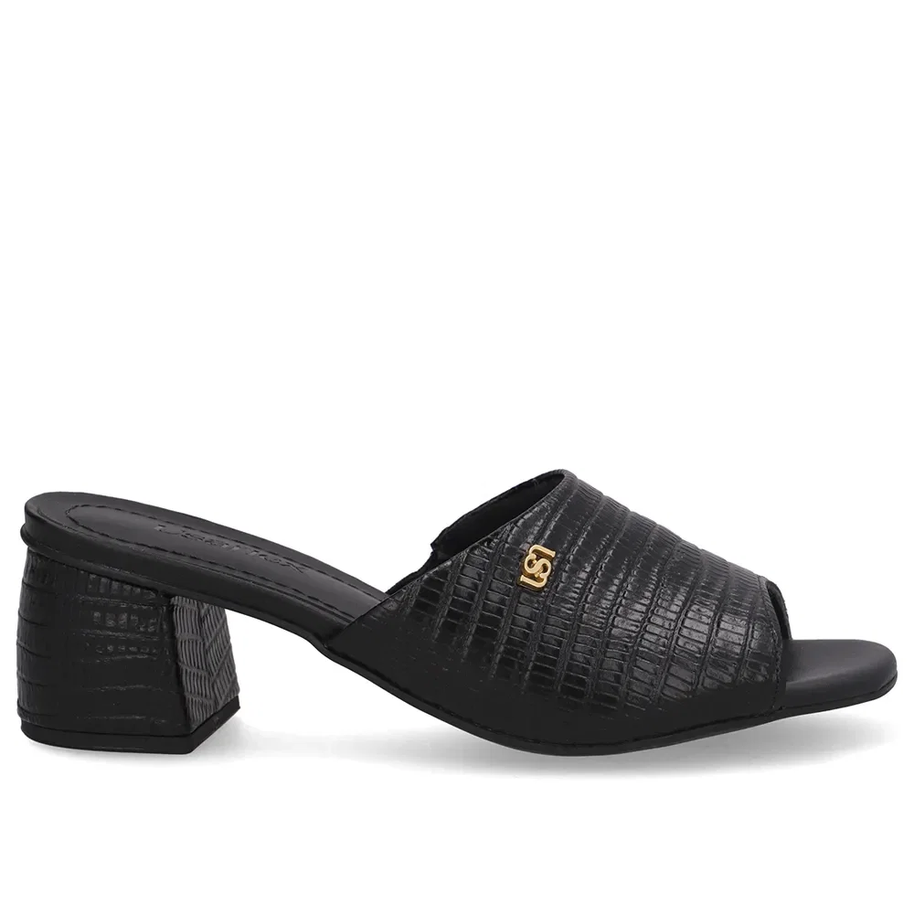 Tamanco Salto Plataforma Couro Preto — imagem 1