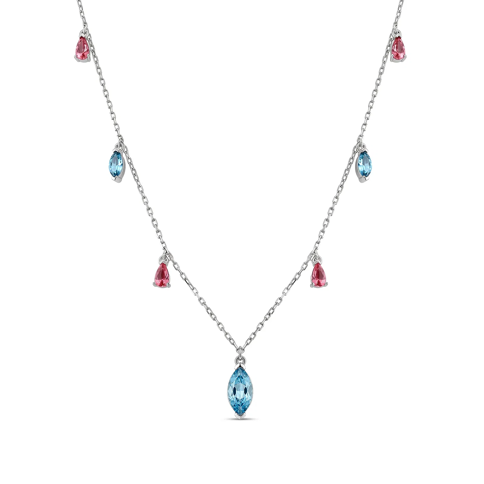 Colar Life Éden em Prata 925 com Zircônia Azul e Rosa 45cm — imagem 1